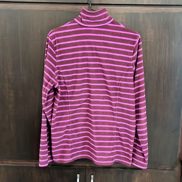 Lands End Purple Stripe Fleece 1/4 Zip Top Medium Tall MT - Picture 2 of 5